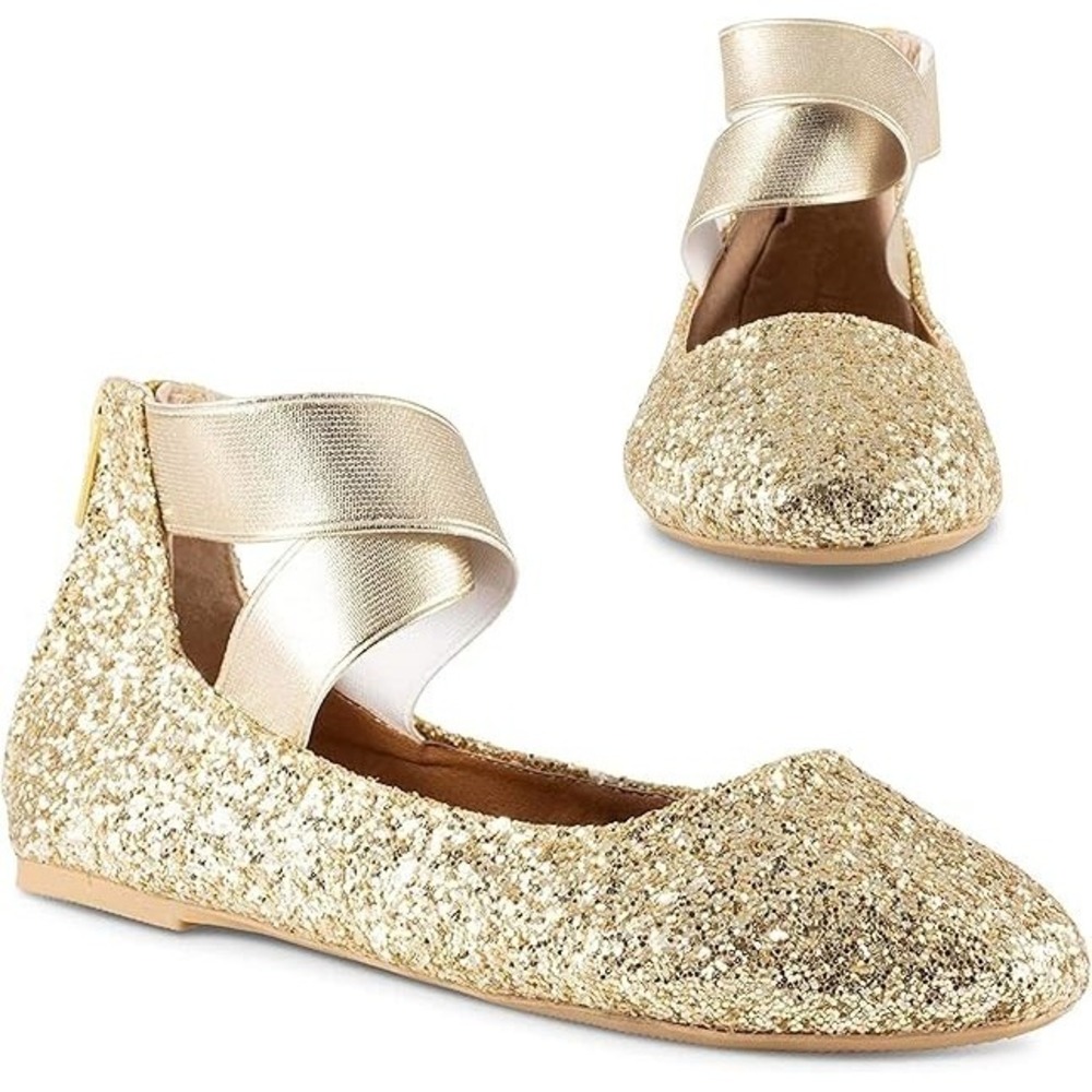 Big Girl Ballet Flats by Twisted Cherie Gold Size 4 New With Tags